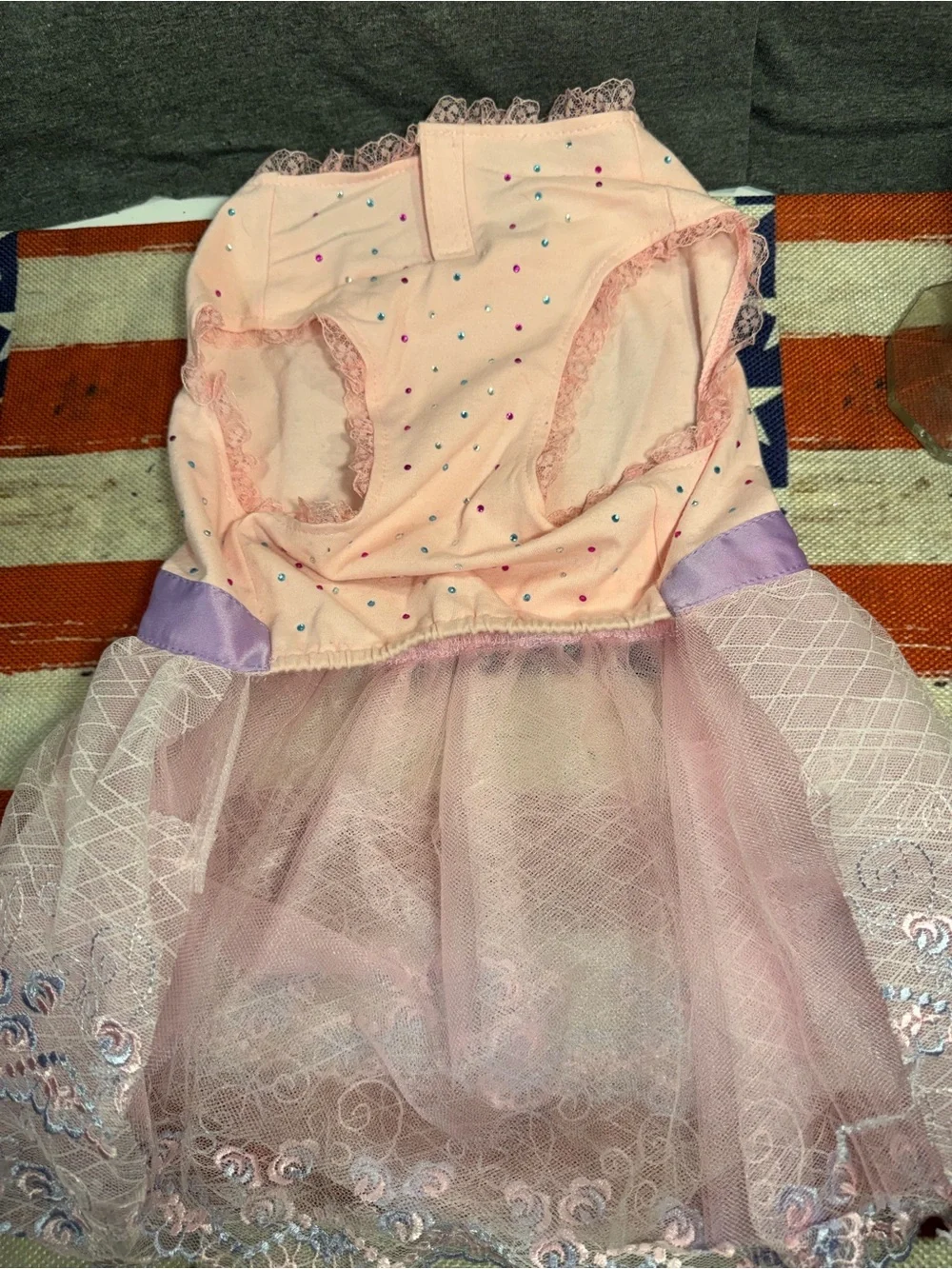 Pink Lace & Tulle Dog Dress with Satin Ribbon